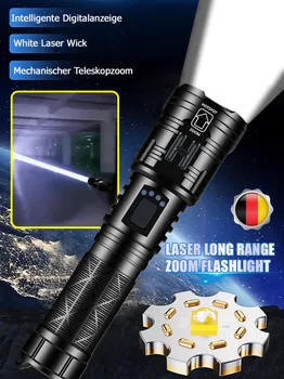 Фонарик с сильным светом, тактический зум-дальнобойный белый лазерный фонарик для рыбалки на открытом воздухе, фонарик с дальнобойным выбором