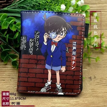 Kudou Шиничи Детектив Конан новый PU короткие бумажник кнопку аниме Милый кошелек с застежкой-молнией сумка для монет для подарка Изображение 2