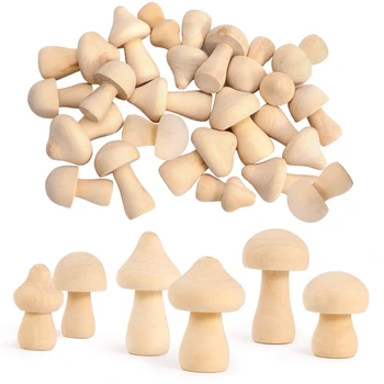Незаконченный деревянный гриб 6 размеров натуральных деревянных грибов для украшения проектов декоративно-прикладного искусства