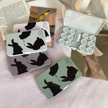 6 Пар Креативной коробки для контактных линз, высококачественная коробка для зрачков с кроликом простого силуэта, переносной кейс для хранения и путешествий