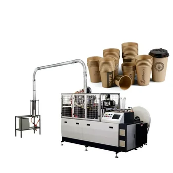 Полностью Автоматическая машина для изготовления бумажных стаканчиков с ручкой для горячего напитка, Высокоскоростная Линия для производства бумаг для изготовления чашек для чая и кофе