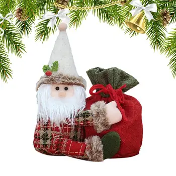 Рождественские мешочки на шнурках, праздничные пакеты для печенья, яблок, игрушек, конфет, лакомств и подарков в виде снеговика, Лося или куклы Санты Изображение 2