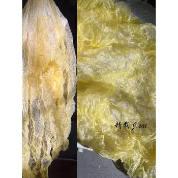 Желтый кристалл, Плиссированная Трехмерная текстура, Нерегулярная Прозрачная сетчатая ткань, Свадебный фон, Дизайнерская ткань 