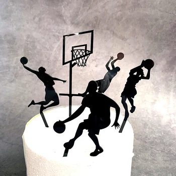 5шт Акриловые Мальчики, Играющие в баскетбол На сцене, Топпер для торта, Детские Сувениры, Украшение стола, Аксессуары для десертов, Принадлежности для вечеринок
