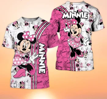 3D-футболка с рисунком комиксов Minnie Mouse Pink Cross с рисунком Диснеевского мультфильма