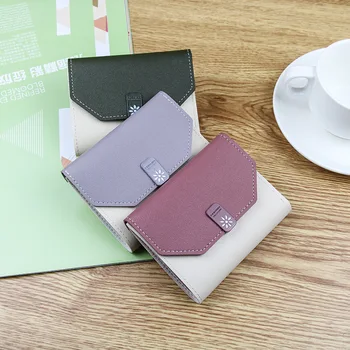 Корейская версия Нового небольшого кошелька Fresh Zero С коротким цветным блоком, женский кошелек с несколькими картами, студенческая сумка