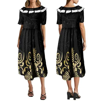 Полинезийское женское платье, индивидуальное банкетное платье в стиле ретро, высококачественное Летнее длинное платье с коротким рукавом, Новый дизайн
