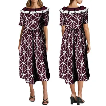 Полинезийское женское платье, индивидуальное банкетное платье в стиле ретро, высококачественное Летнее длинное платье с коротким рукавом, Новый дизайн Изображение 2