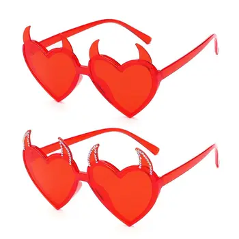 Солнцезащитные очки в форме сердца с дьявольскими ушками для женщин и мужчин, модные солнцезащитные очки с защитой от ультрафиолета, Новые очки для косплея на вечеринку в честь Хэллоуина