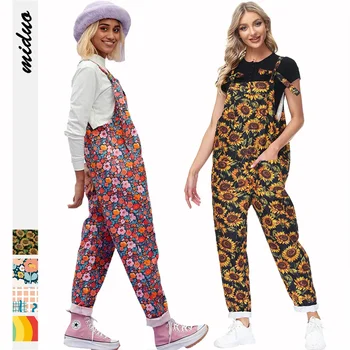 Новый женский ремешок с цветочным цифровым принтом, брюки-карго с веревочными подтяжками для отдыха, модные брендовые брюки-карго для женщин