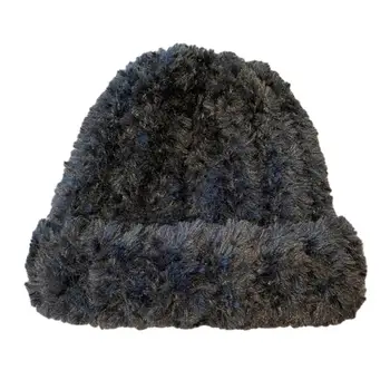 Женская шляпа, уютная ветрозащитная вязаная шапочка-купол для дам, Утолщенный плюш, защита ушей без полей, Зимняя осенняя уличная шапочка, мягкая кепка Изображение 2