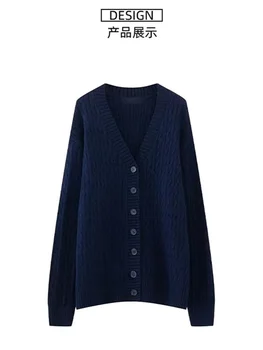 Женский свитер PUWD 2023, Зимняя мода, Женский Повседневный Винтажный однобортный кардиган с длинными рукавами, свитер для женской верхней одежды