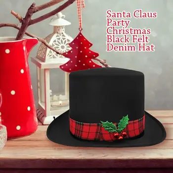 Креативная Черная Рождественская Шляпа, Высококачественная Черная Ковбойская Шляпа в простом стиле, Аксессуары для вечеринок, Рождественская Формальная Шляпа Изображение 2