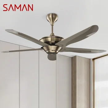 SAMAN Nordic Без подсветки Потолочный вентилятор в американском ретро стиле Гостиная Спальня Кабинет Кафе Отель