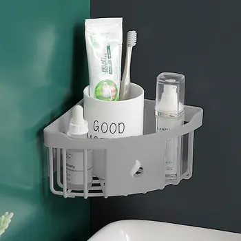 Настенный штатив без перфорации, угловой стеллаж для мытья ванной комнаты, стеллаж для хранения в ванной комнате Изображение 2