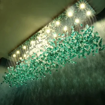 Современная светодиодная люстра из каменного хрусталя для гостиной, вестибюля, больших роскошных светильников Cristal, подвесных светильников для домашнего декора в помещении. Изображение 2