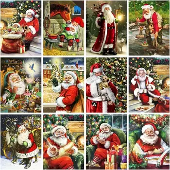 GATYZTORY Роспись по номерам Санта Клаус Картинки по номерам для взрослых Поделки на стены комнаты Украшение дома Рождественский подарок