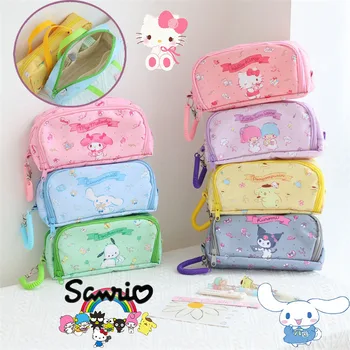 Sanrio Hello Kitty, канцелярский футляр большой емкости, мультяшный пенал Melody, холщовая сумка для карандашей, сумка для хранения детских школьных принадлежностей.