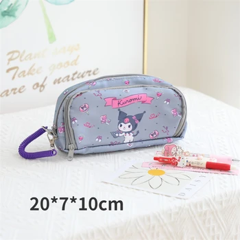 Sanrio Hello Kitty, канцелярский футляр большой емкости, мультяшный пенал Melody, холщовая сумка для карандашей, сумка для хранения детских школьных принадлежностей. Изображение 2