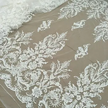 модная кружевная ткань с блестками шириной 130 см, свадебное платье, кружевная ткань для платья, продается ярдами