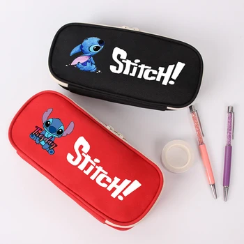 Пенал Disney Lilo & stitch, Мультяшная холщовая сумка для канцелярских принадлежностей, портмоне на молнии, Студенческий пенал для детских подарков