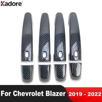 Для Chevrolet Blazer 2019 2020 2021 2022 Карбоновая Отделка дверных ручек Автомобиля, Дверные ручки, Крышки чашек, Наклейки, Аксессуары