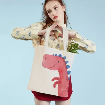Милый мультяшный динозавр Тираннозавр Трицератопс, повседневные женские сумки для покупок, Холщовая сумка для покупок в супермаркете, сумка-тоут