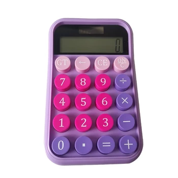 Механический переключатель Калькулятор ЖК-дисплей Фиолетовый калькулятор Большие кнопки Механический калькулятор 1 ШТ Фиолетовый