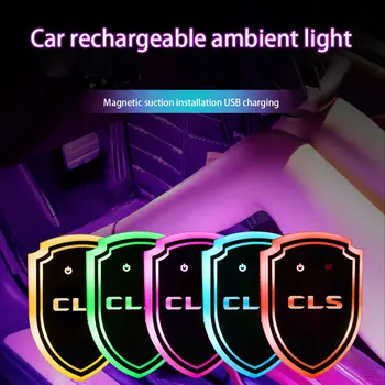 Для Mercedes Benz CLS с наклейками на автомобиль с логотипом, дверь автомобиля внутри автомобиля, движущийся светодиодный световой щит, эмблема