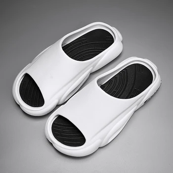 Трендовые Мужские Тапочки Уникального дизайна, Легкие Однотонные Модные Простые Мужские Летние Тапочки, Новая Модная Пляжная Противоскользящая Обувь Изображение 2