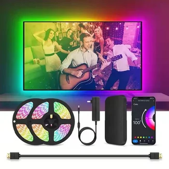 Smart LED TV Изменяющие Цвет Окружающей Среды Светодиодные Ленты с Подсветкой 12V RGB HDMI Sync Box и комплекты освещения Синхронизируют Цвет Экрана для подсветки телевизора Изображение 2