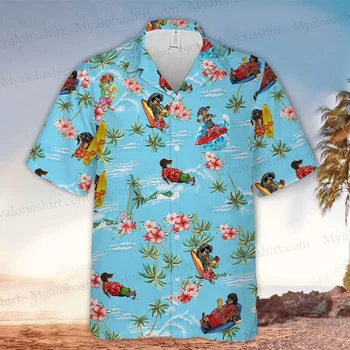 Гавайские рубашки для мужчин с принтом в стиле лакросса, Пляжные Летние повседневные топы на пуговицах с коротким рукавом, 3D рубашки Изображение 2