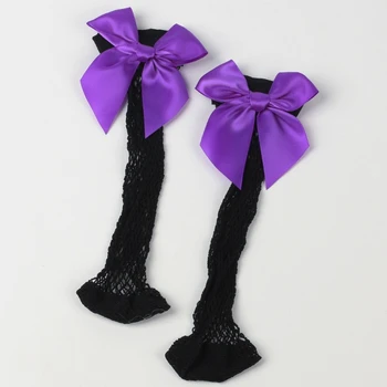 1 пара ажурных носков для маленьких девочек, милые сетчатые кружевные гольфы до колена с декором в виде банта, эластичные, выдалбливают эластичные