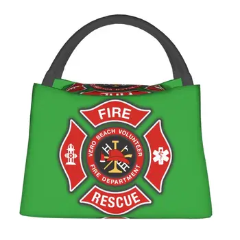 Пожарно-спасательные Изолированные сумки для ланча пожарного для женщин, сменный термоохладитель, коробка для бенто, для работы и путешествий Изображение 2