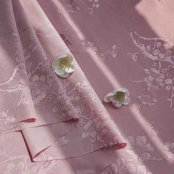 Хлопчатобумажная Жаккардовая ткань сливового цвета в китайском стиле для одежды Дизайнерская ткань