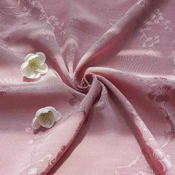 Хлопчатобумажная Жаккардовая ткань сливового цвета в китайском стиле для одежды Дизайнерская ткань Изображение 2