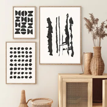 Бохо Абстрактный черный геометрический принт Холст Картина Плакат для украшения гостиной Картины для спальни Картина для домашнего декора