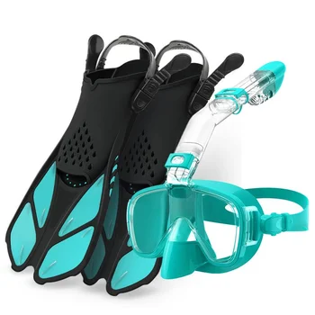 Маска для снорклинга, маска против запотевания, защита от протечек с камерой, для подводного плавания, 2 шт., набор силиконовых ласт, маска для дайвинга, спортивный регулируемый дизайн