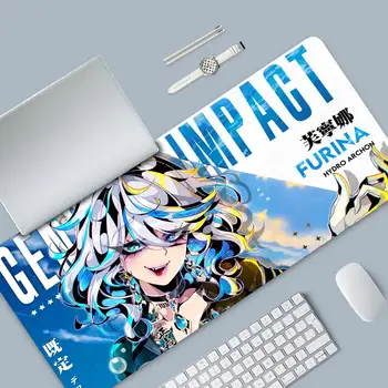 Большой игровой коврик для мыши Genshin Impact Game, аниме, настольный коврик Ganyu XXL, PC Gamer, противоскользящий коврик для мыши, большие накладки для клавиатуры Изображение 2