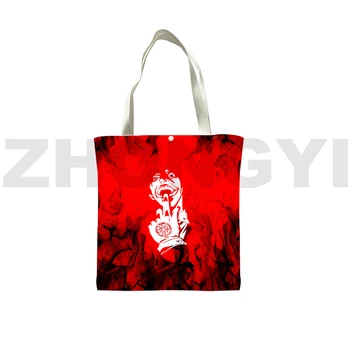 Новый дизайн Hellsing Сумка через плечо 3D Аниме Холщовые сумки Harajuku Манга Alucard Eyes Сумка-тоут Сумки через плечо для женщин Мужские сумки Изображение 2