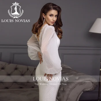 Свадебное платье Русалки С Пышными рукавами LOUIS NOVIAS 2023, Высококачественное Простое Свадебное Платье из Органзы и Тюля Vestidos De Novia Изображение 2