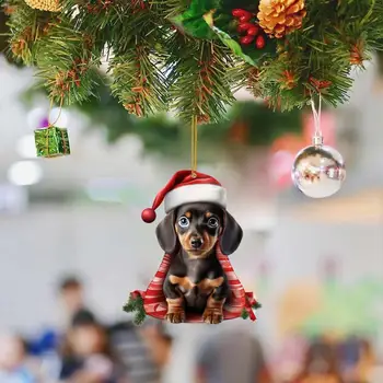 Праздничный декор в собачьей тематике, Акриловая Рождественская собака, Подвесное украшение, Многоразовое украшение на Рождественскую елку, Милый щенок, подвеска для праздника