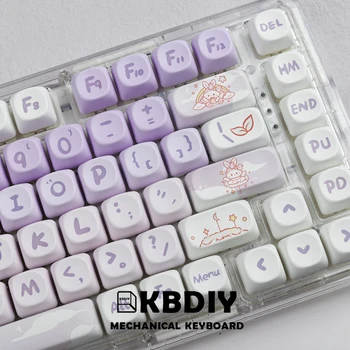 KBDiy 142 Клавиши/Набор PBT Cute Purple Rabbit PBT Keycaps для Механической клавиатуры Caps MOA Profile MAC Custom Keycap для GMK64 GMK67