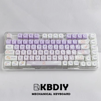 KBDiy 142 Клавиши/Набор PBT Cute Purple Rabbit PBT Keycaps для Механической клавиатуры Caps MOA Profile MAC Custom Keycap для GMK64 GMK67 Изображение 2