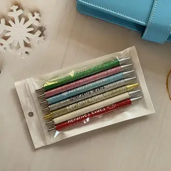 Гладкие ручки для письма, Рождественская блестящая ручка, сверкающий набор из 7 блестящих ручек на будний день для школьных канцелярских принадлежностей, подарков для вечеринок