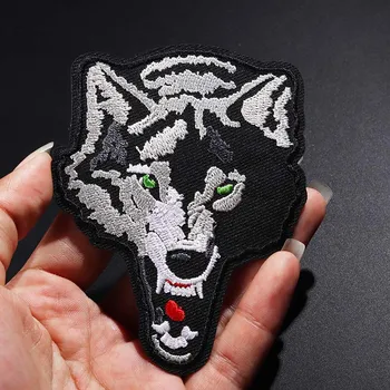 Черный голодный волк размер: 9,8 * 7,5 см Нашивки моющийся значок с вышивкой DIY нашивки для одежды аксессуар