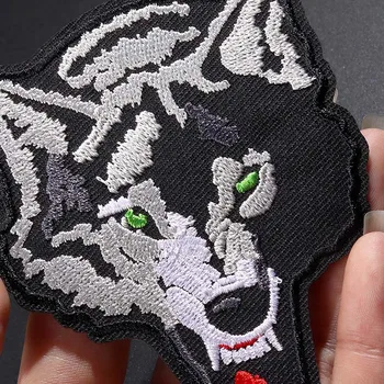 Черный голодный волк размер: 9,8 * 7,5 см Нашивки моющийся значок с вышивкой DIY нашивки для одежды аксессуар Изображение 2
