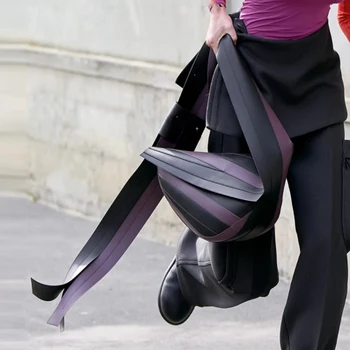 Модные женские сумки через плечо контрастных цветов в полоску, повседневные модные дизайнерские сумки-бродяги, оригинальные сумки через плечо для женщин Изображение 2