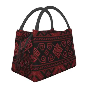 Палестинско-Иорданская вышивка Tatreez Art, изолированные сумки для ланча для женщин, портативный термоохладитель с палестинским крестом, коробка для Бенто