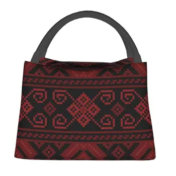 Палестинско-Иорданская вышивка Tatreez Art, изолированные сумки для ланча для женщин, портативный термоохладитель с палестинским крестом, коробка для Бенто Изображение 2